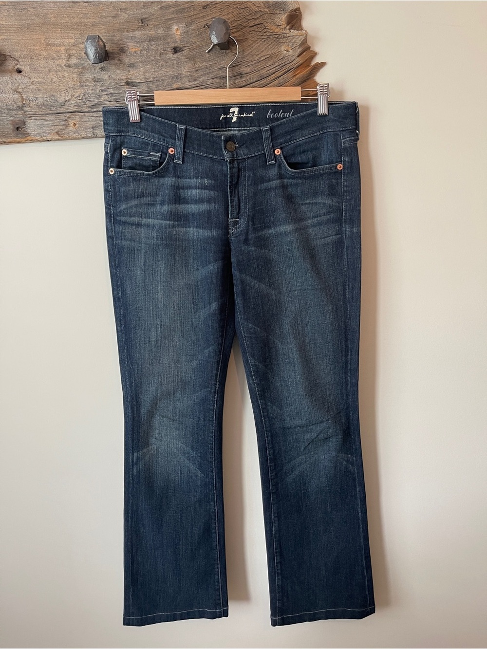 Vintage 7 For All Mankind Dark Blue Bootcut Jeans